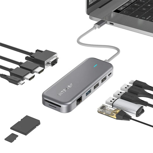 BlitzWolf BW-TH11 11-in-1 USB-C Data Hub with 1080P 60Hz VGA Port