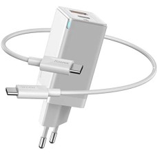 Baseus GaN2 Quick Charger C+U 45W EU Type-C to Type-C 60W 20V/3A 1M White CCGAN-Q02