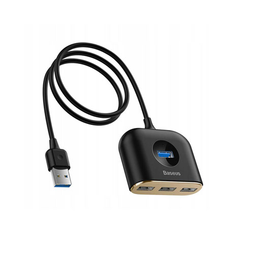 Baseus CAHUB-AY01 Square round 4 in 1 USB HUB Adapter(USB3.0 TO USB3).0*1+USB2.0*3) 1m Black