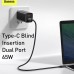 Baseus CCGAN2P-B01 GaN2 Pro Quick Charger 2C+U 65W CN Black With Baseus Xiaobai series fast charging Cable Type-C to Type-C 100W(20V/5A) 1m Black