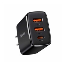 BASEUS Compact Quick Charger 2U+C Three Ports 30W Travel Power Adapter CN Plug – Black CCXJ-C01
