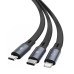 Baseus Bright Mirror One-for-three Retractable Data Cable USB to M+L+C 3.5A 1.2m Black CAMLT-MJ01