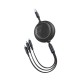 Baseus Bright Mirror One-for-three Retractable Data Cable USB to M+L+C 3.5A 1.2m Black CAMLT-MJ01