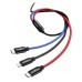 Baseus CAMLT-BSY01 Three Primary Colors 3-in-1 Cable USB For M+L+T 3.5A 1.2M Black