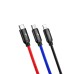Baseus CAMLT-BSY01 Three Primary Colors 3-in-1 Cable USB For M+L+T 3.5A 1.2M Black