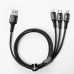Baseus CAMLt-SU01 Rapid Series 3-in-1 Cable Micro+Type-C+Lighting 3A 1.2M Black