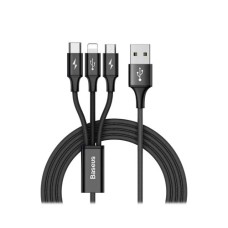 Baseus CAMLt-SU01 Rapid Series 3-in-1 Cable Micro+Type-C+Lighting 3A 1.2M Black