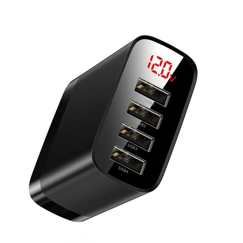 Baseus CCJMHB-B01 CCJMHB-A01 Mirror Lake Digital Display 4USB Travel Charger 30W EU CN Black