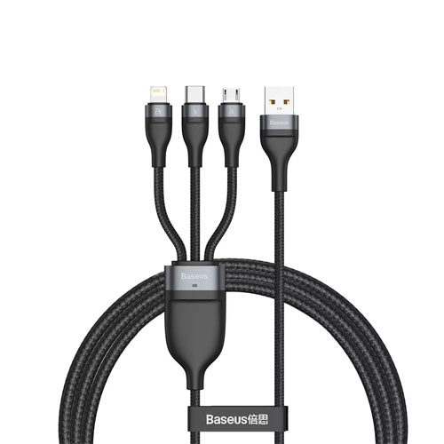 Baseus Flash Series 3-in-1 5A 40W Fast Charging Data Cable CA1T3-G1 Gray+Black