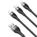 Baseus Flash Series 3-in-1 5A 40W Fast Charging Data Cable CA1T3-G1 Gray+Black