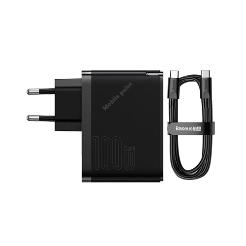 Baseus GaN5 Pro Fast Wall Charger and Charging Cable - 100W, EU Plug