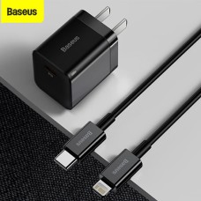 Baseus PD 20W Charger For Iphone 11 12 13 Series Super Si Pro Quick Charger 1C With Type-C to iPhone cable Black