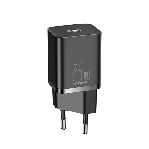 Baseus TZCCSUP-L01 Super Si Quick Charger 1C 25W EU Sets Black With Type-C to Type-C Cable 3A 1m Black