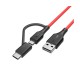 Blitzwolf BW-MT3 2 IN 1 Micro Usb(Android) and Type-C Cable Red