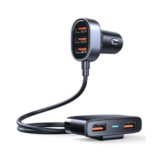 JOYROOM 5 USB Ports Car Charger Adapter 31W with 5FT Cable for Back Seat Charging