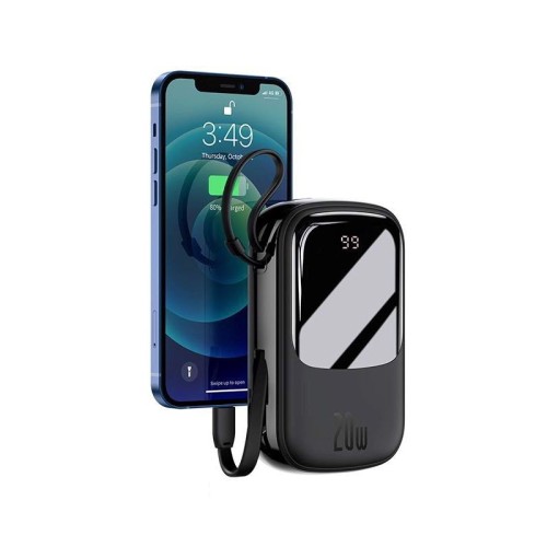 Baseus Qpow Digital Display quick charging power bank 20000mAh 20W (With IP Cable)Black PPQD-H01