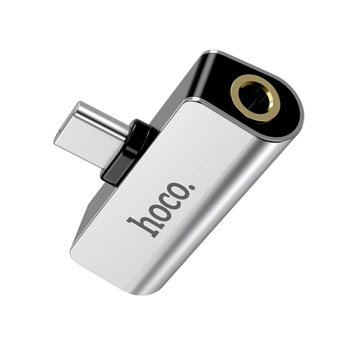 HOCO LS26 Type-C Male to Female + 3.5mm Female Audio Converter Charging Adapter