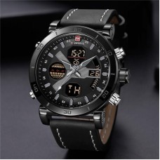 NAVIFORCE 9132 Dual Display Digital Watch Leather Strap