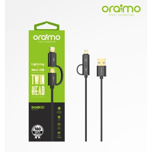 Oraimo OCD-D101 BAMBOO TWIN HEAD 1m Fast Charging Cable