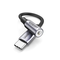 UGREEN USB-C to 3.5mm M/F Cable Aluminum Shell with Braided 10cm (Space Gray) #80154