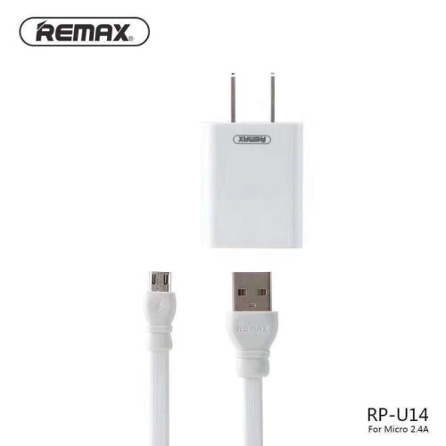 REMAX USB RP-U14 TRAVEL CHARGER WITH 2.4A 1M MICRO / TYPE-C/ IPHONE CABLE