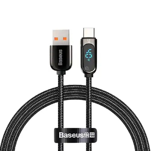 BASEUS Type-C 5A Power Display Wrap Fast Charging Data Cable USB