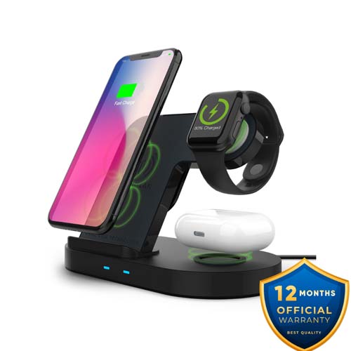 HyperGear 3-In-1 Wireless Charging Dock | Black (15328)